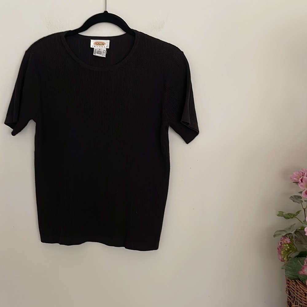 Talbots Black Silk Cotton Shortsleeved Sweater - Picture 7 of 7